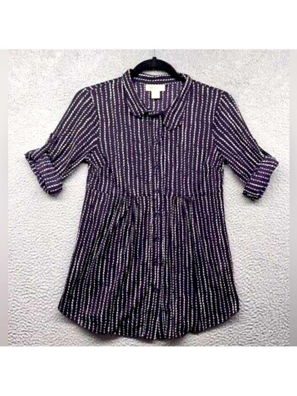 Style & Co by Macy’s deep purple button down roll tab 3/4 sleeve tunic